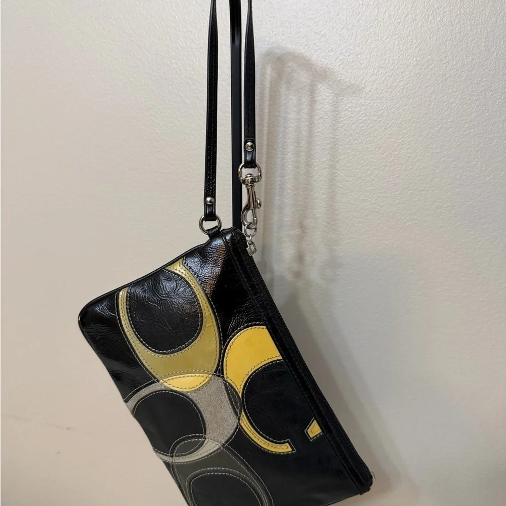 Coach Black and Yellow Wristlet